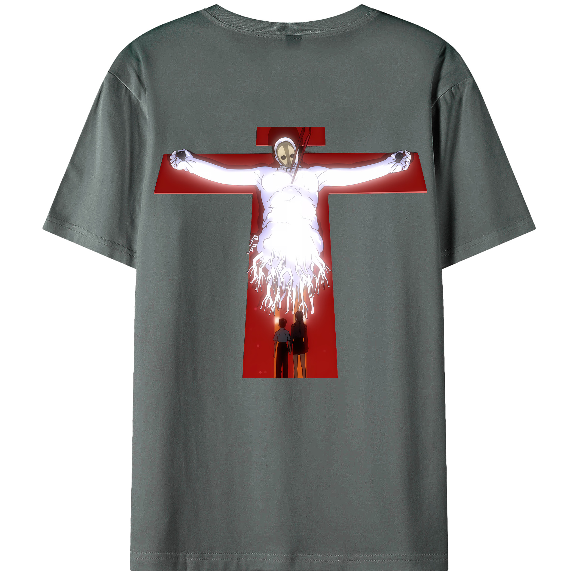 （画像用） EVA 新世紀エヴァンゲリオン 綿100％ メンズ半袖Tシャツ（バックプリント） 通気性